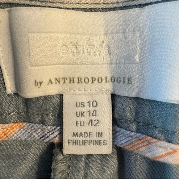 ANTHROPOLOGIE Ett Twa Blue Linen Cropped Pants Women’s Size 10 - Picture 6 of 8